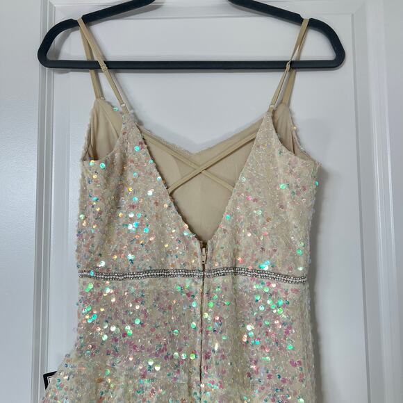 NEW Say Yes Sequin Tiered Gown Prom Multi color Dress‎ Iridescent - Picture 7 of 11